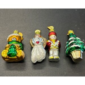 Kurt Adler KSA‎ Glass Christmas Ornaments Tree Angel Bear Soldier Lot of 4